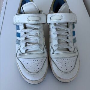 Adidas White and Blue Low-Top Sneakers with Velcro